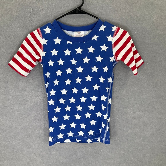 Hanna Andersson Kids Stars and Stripes USA Patriotic T Shirt Size 12 Pajama Top - Picture 1 of 10